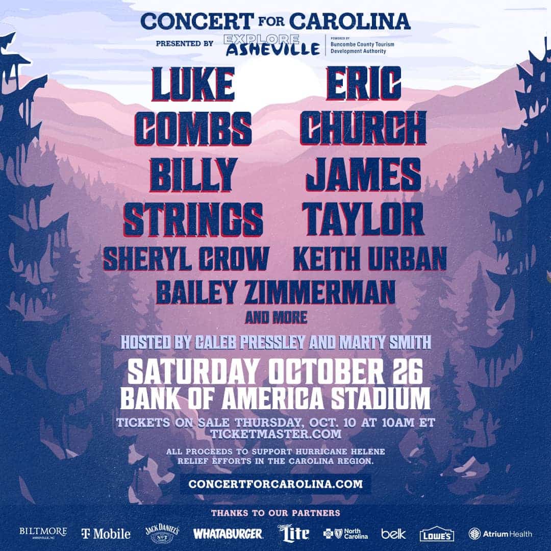 Eric Church and Sheryl Crow were among the artists who performed at Concert for Carolina