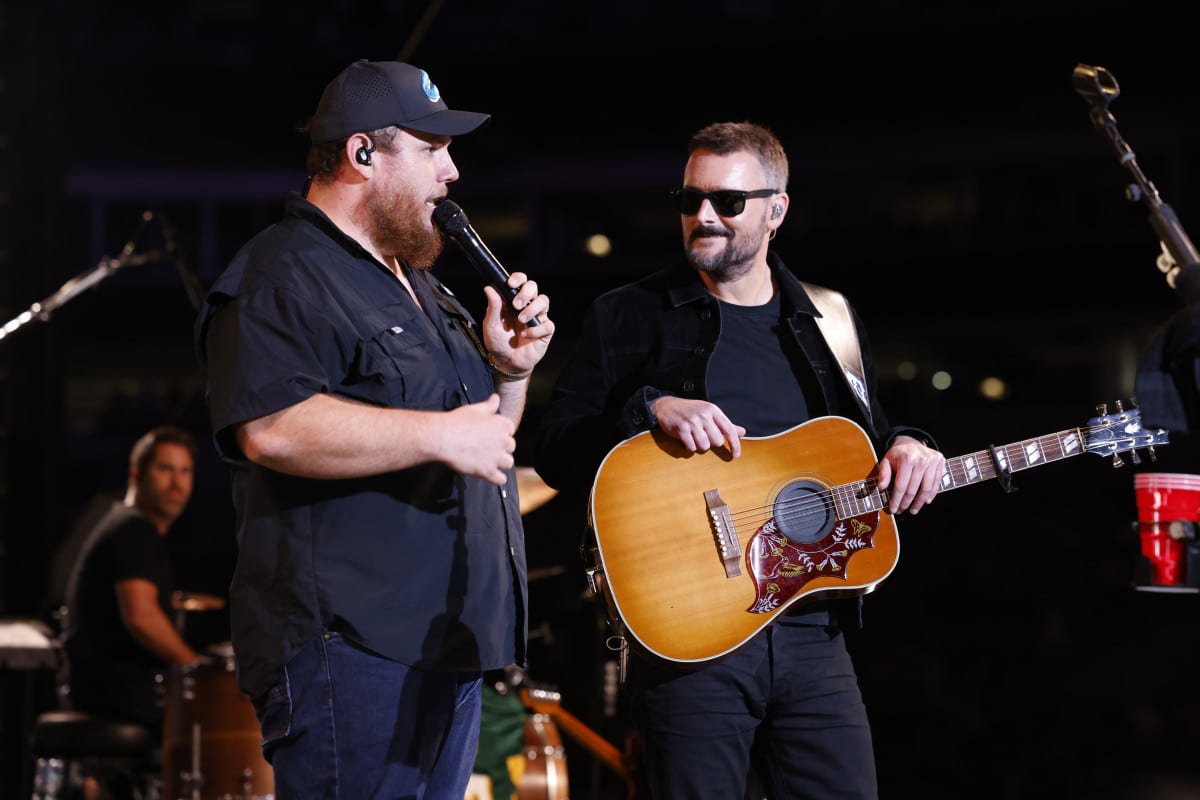 Luke Combs and Eric Church at the "Concert for Carolina"