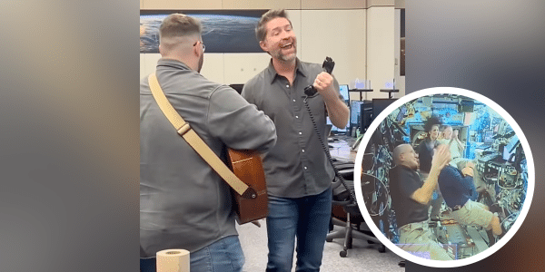 Josh Turner performs for the astronauts who are aboard the International Space Station