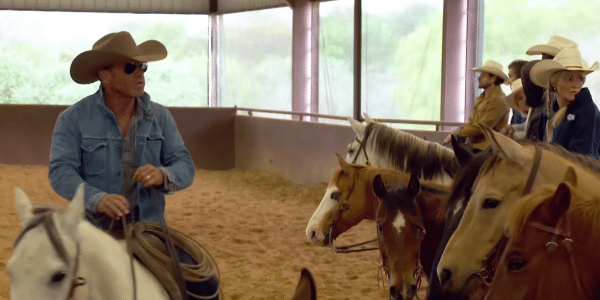 Taylor Sheridan teaching a boot camp for Yellowstone actors