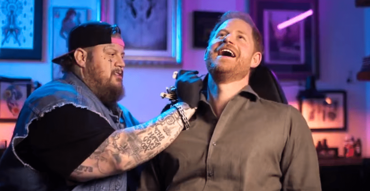 Jelly Roll Gives Prince Harry His First "Tattoo" In Hilarious Invictus ...