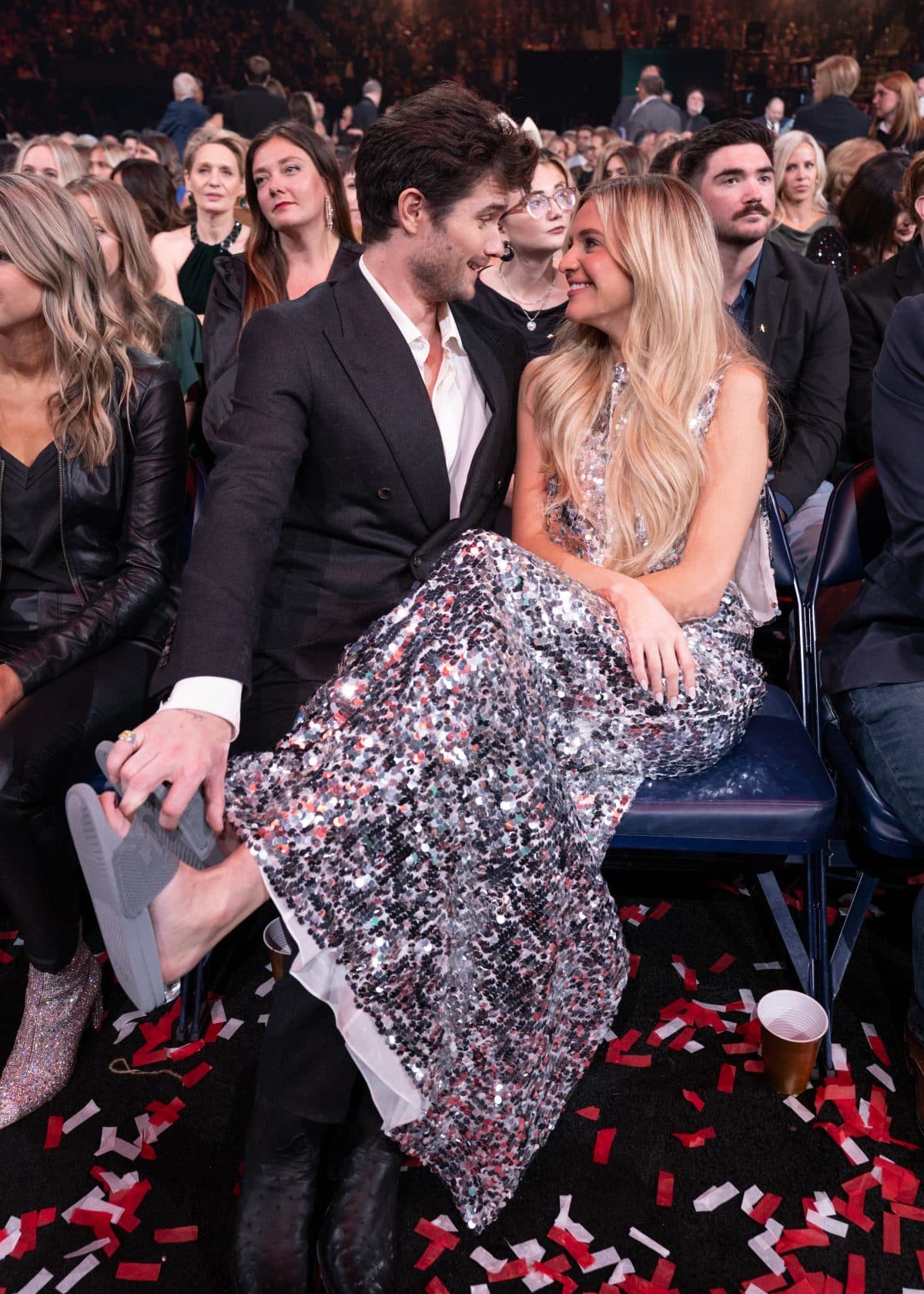 Chase Stokes and Kelsea Ballerini attend the 58th Annual Country Music Association Awards at Bridgestone Arena on November 20, 2024 in Nashville, Tennessee. 