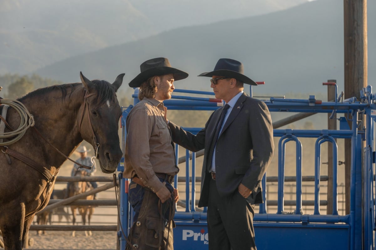 Luke Grimes and Kevin Costner in "Yellowstone"