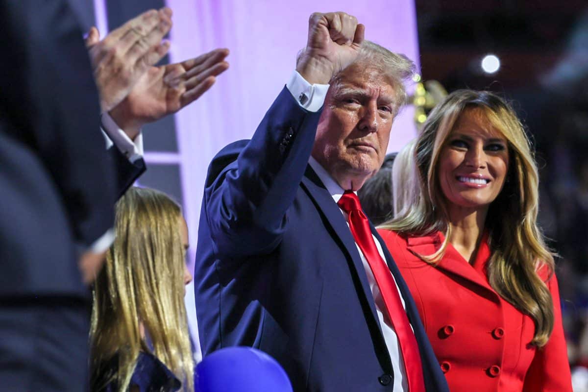 Donald Trump with wife, Melania at the Republican National Convention at Fiserv Forum.