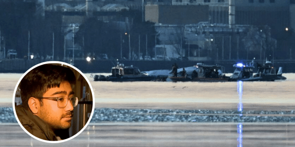 Wreckage from the plane crash in the Potomac River near D.C.