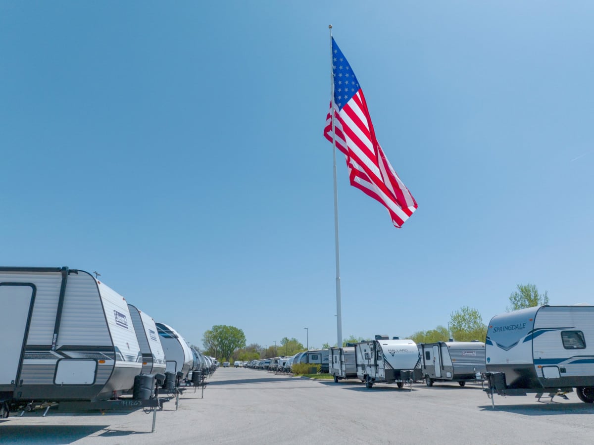 The flag at the Camping World Location in Greenville, NC