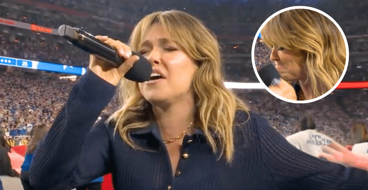 Rachel Platten gets emotional after singing the national anthem