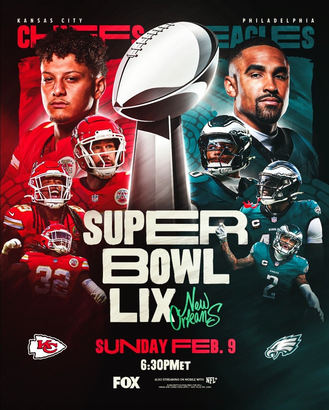 Super Bowl LIX Matchup between KC Chiefs and PHIL Eagles