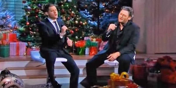 Blake Shelton and Michael Buble deliver a holiday version of "Home"