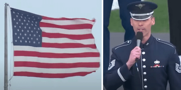 Air Force Sergeant performs the National Anthem at the Daytona 500