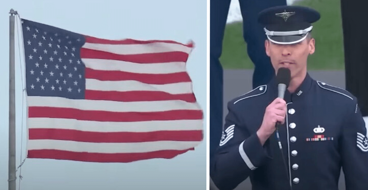 Air Force Sergeant performs the National Anthem at the Daytona 500