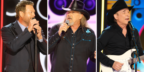 Blake Shelton, Trace Adkins, and Clint Black sing a '90s medley on Opry 100.