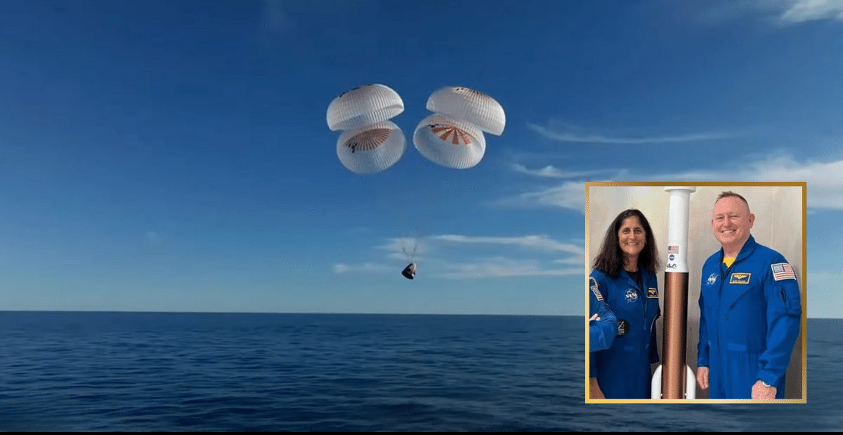 Space X capsule carrying astronauts Suni Williams and Brad Wilmore splashes down in the Gulf of America