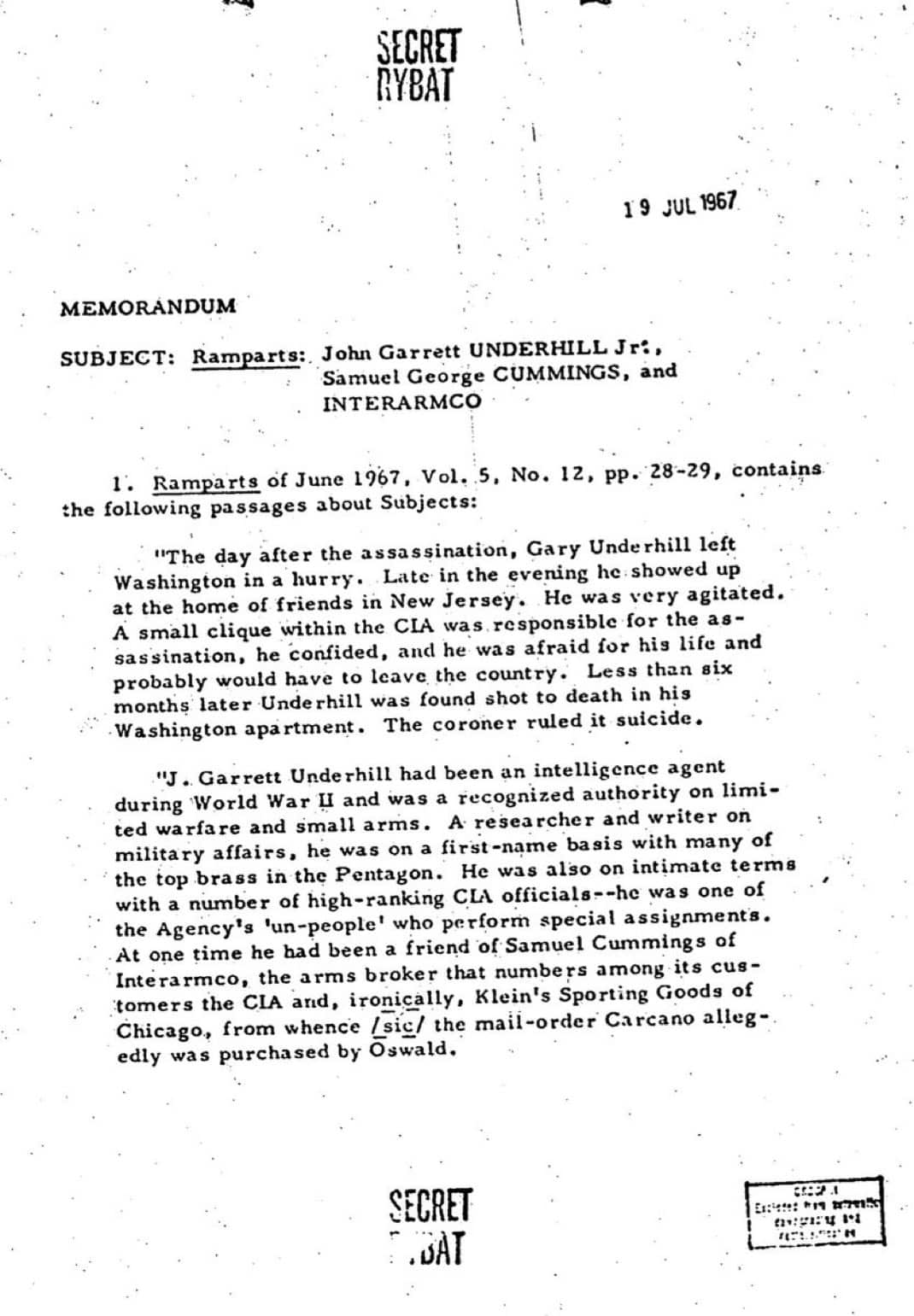 memo from jfk files