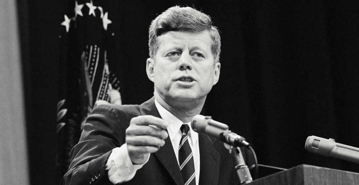 Files related to the assassination of JFK, pictured here delivering a speech, remained classified for over 60 years after his death.