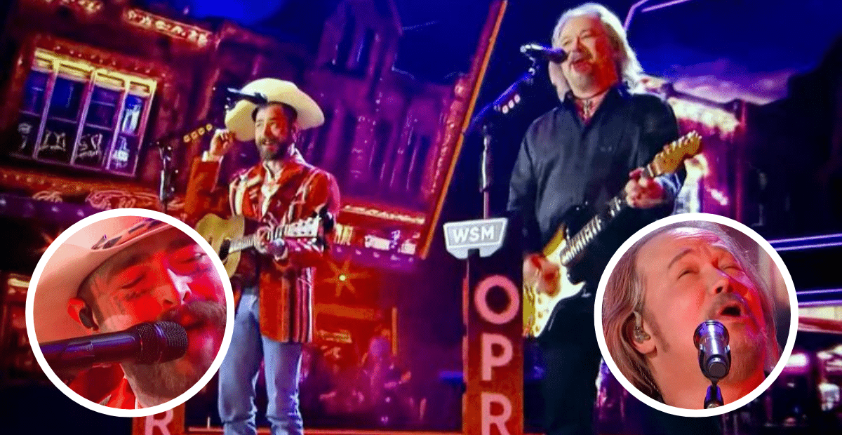 travis tritt and post malone singing on the opry stage