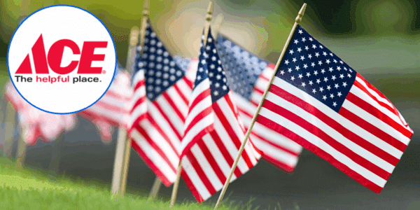 Ace Hardware gives away American flags for Memorial Day.