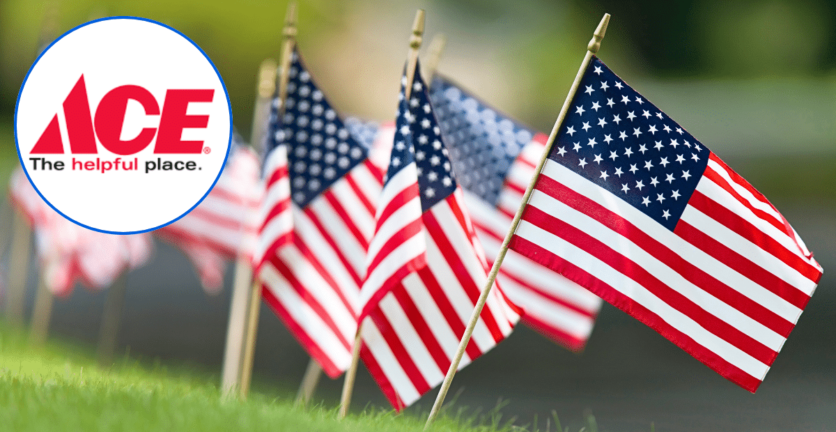 Ace Hardware gives away American flags for Memorial Day.