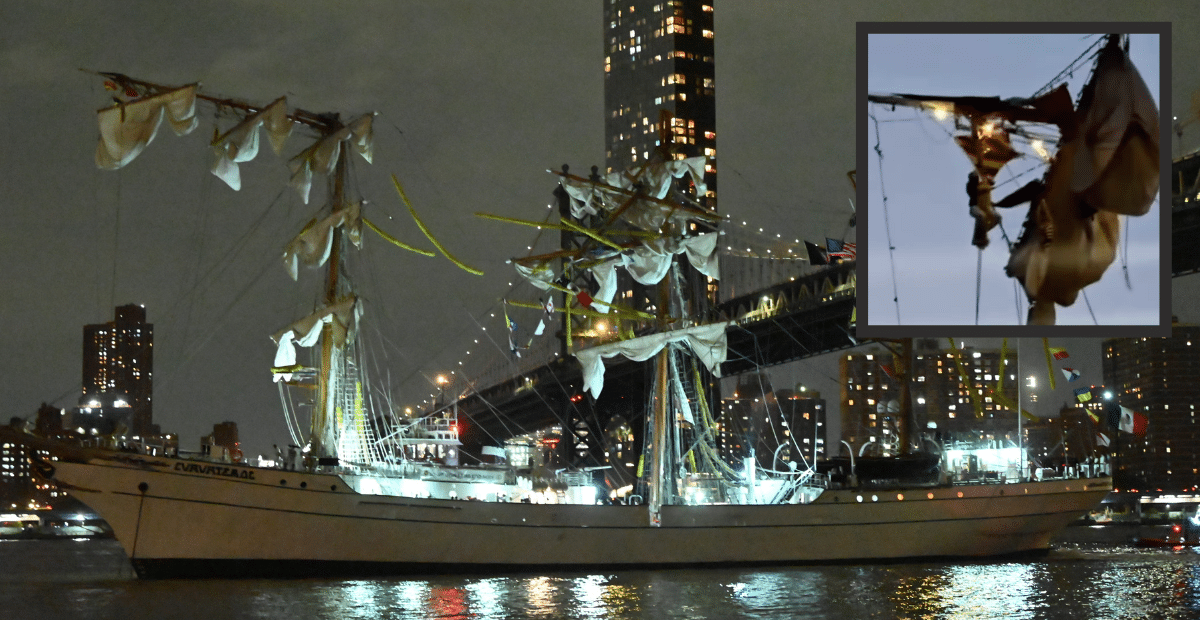 19 were injured when a Mexican Navy ship struck the Brooklyn Bridge.