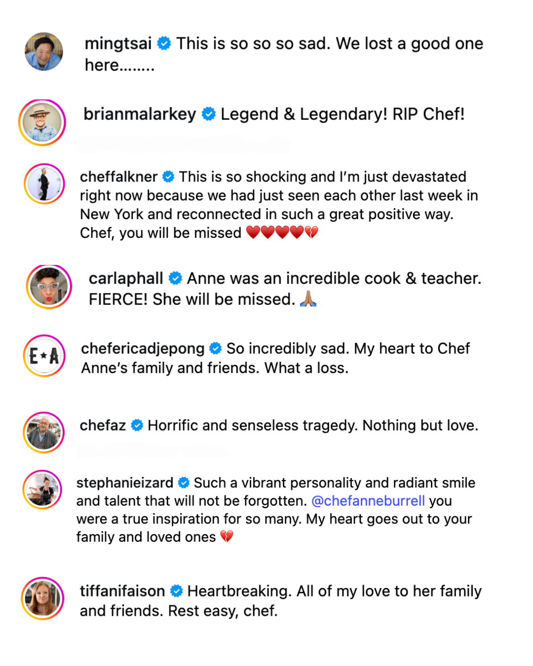 Celebrity chefs react to death of Anne Burrell