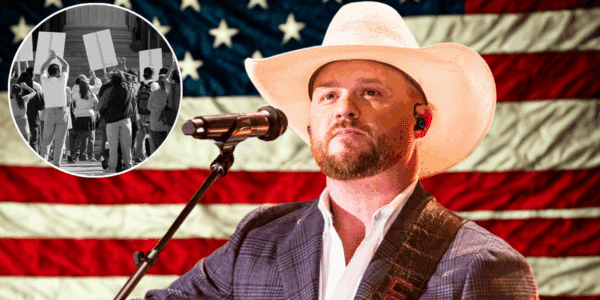 Cody Johnson In Front Of American Flag