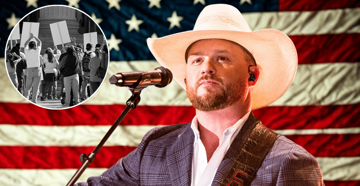Cody Johnson In Front Of American Flag