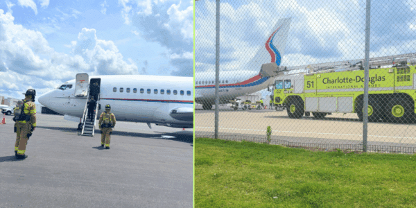NASCAR drivers evacuate plane