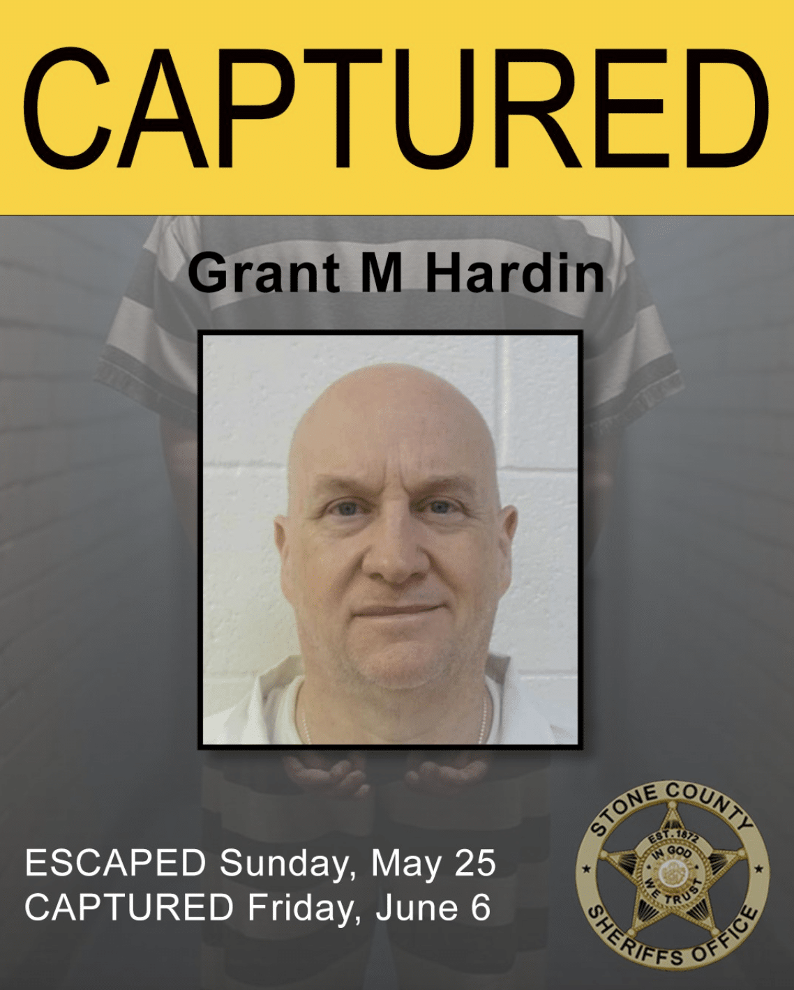 Escaped convict Grand Hardin has been captured