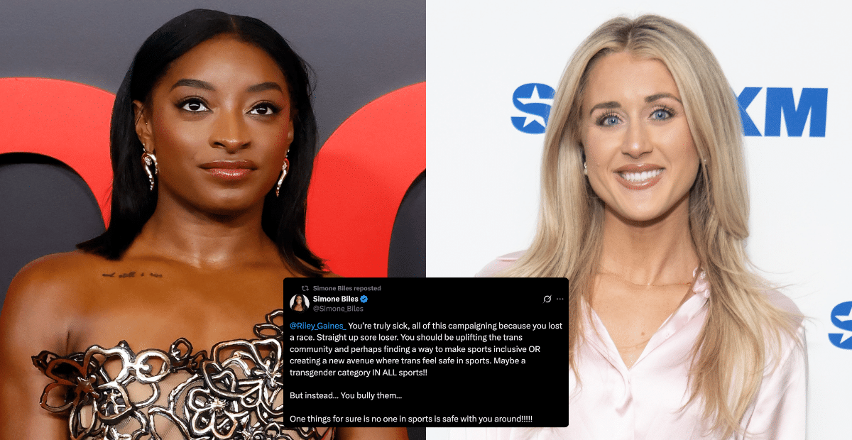 Simone Biles and Riley Gaines debate views on trans women participating in women's sports