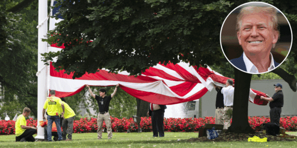 Trump has American flag installed on White House lawns.