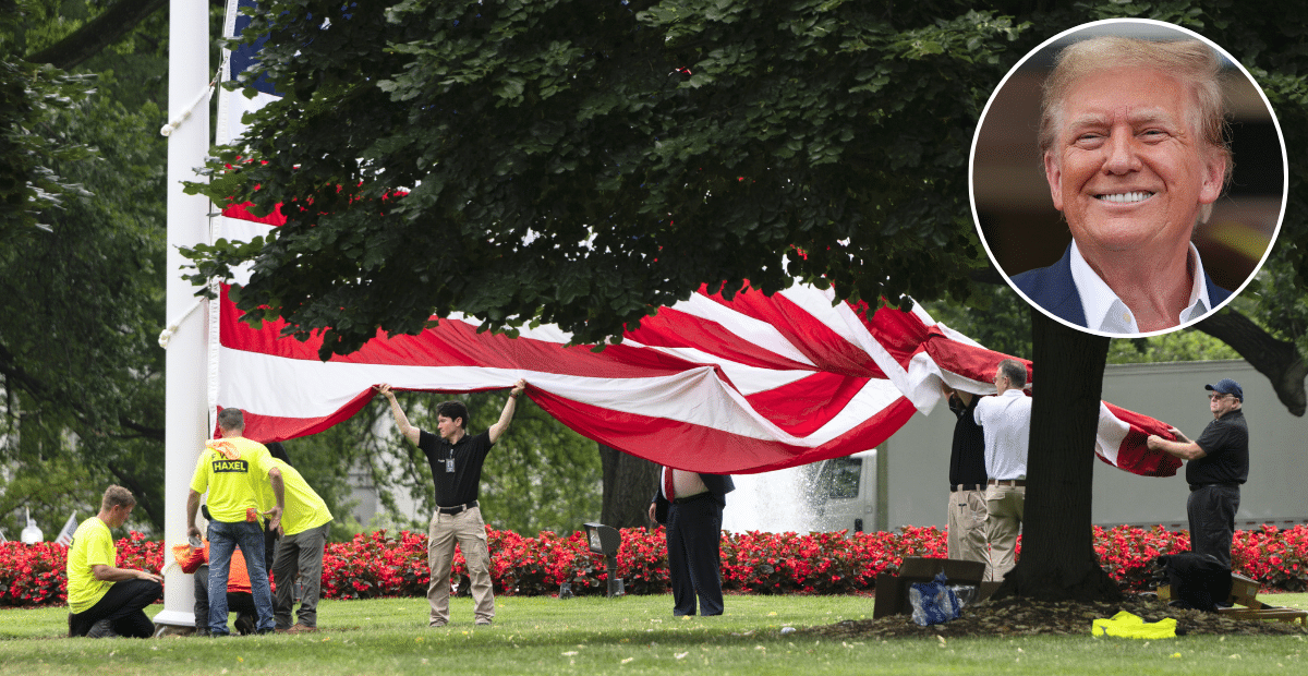 Trump has American flag installed on White House lawns.
