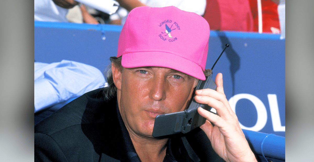 President Donald Trump can be seen on his cellphone in 1992.