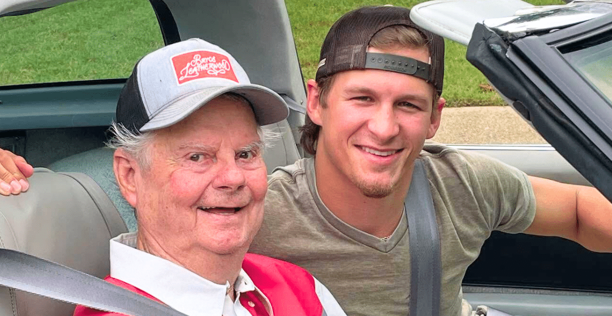 Bryce Leatherwood with his granddaddy in a car