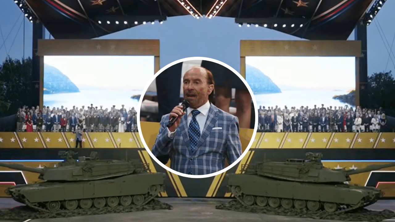 Lee Greenwood performs at the Army 250 Parade