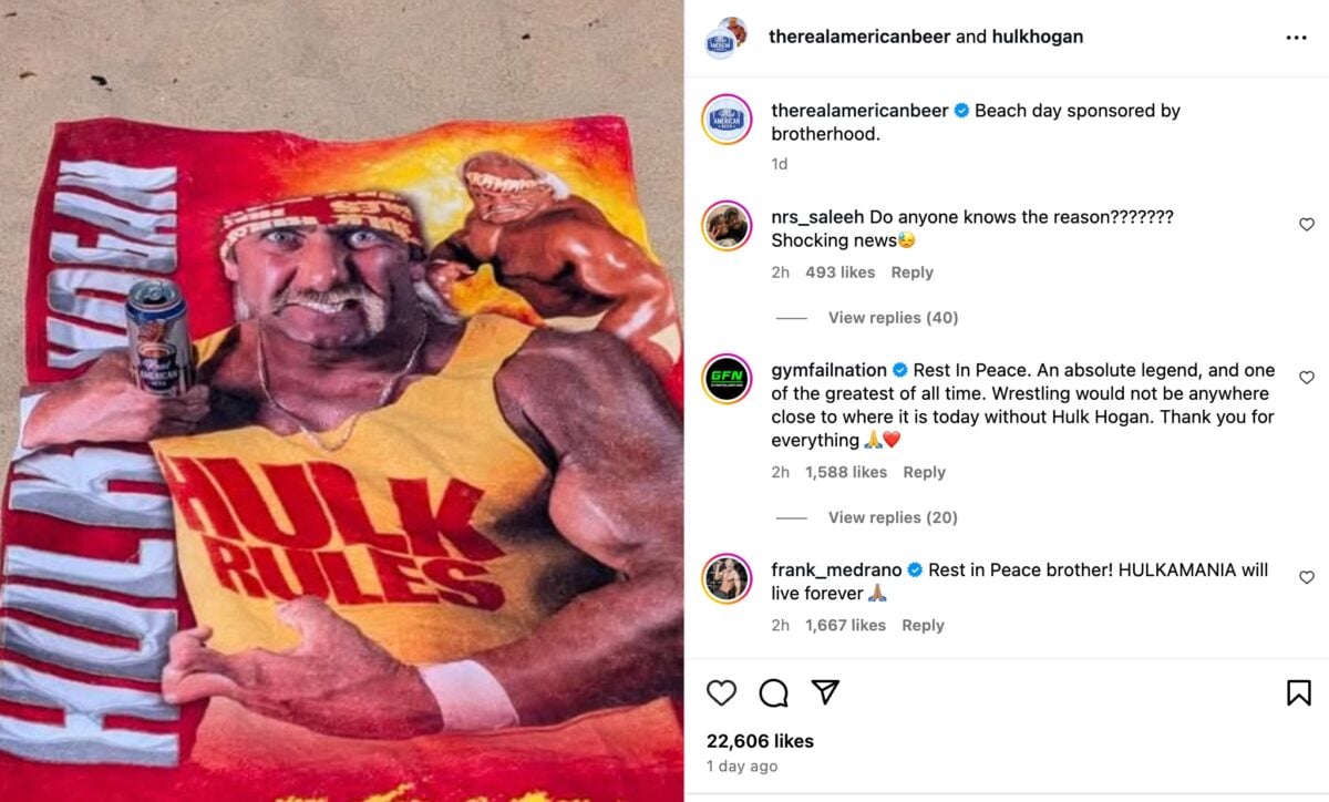 Hulk Hogan's last post on social media