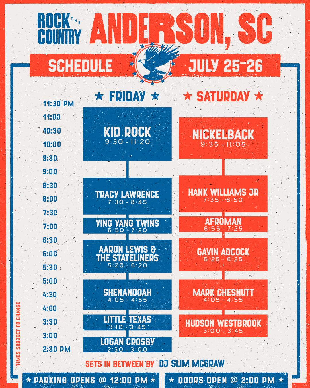 Rock the Country Festival's Anderson, Souther Carolina lineup