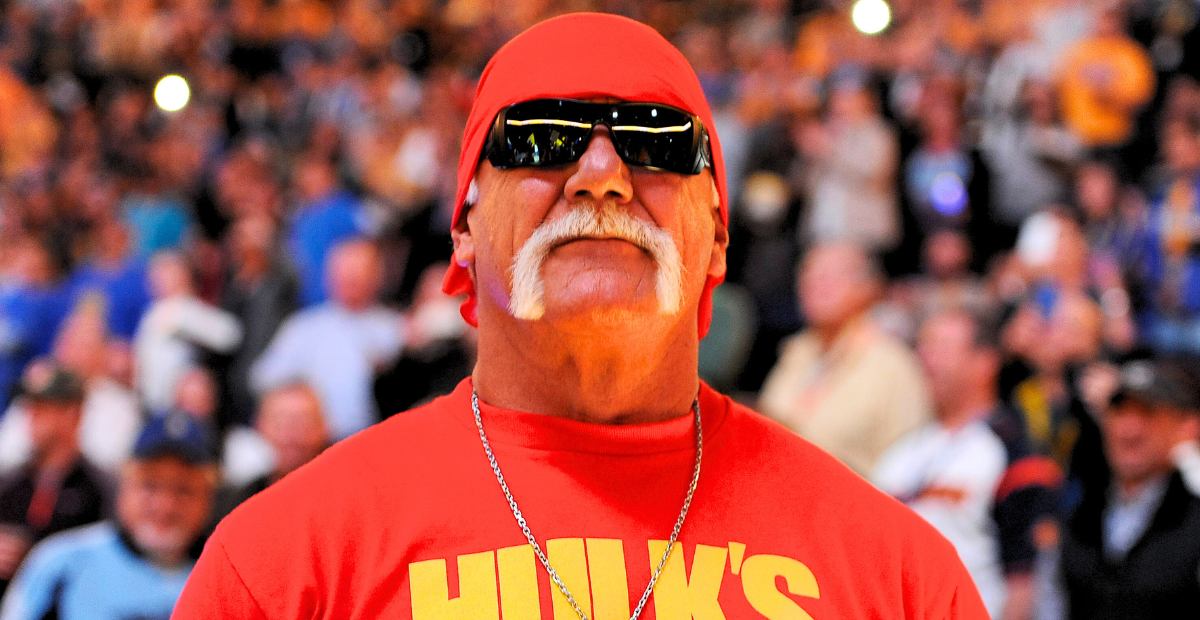 Hulk Hogan at a Brooklyn Nets game at Oracle Arena in 2014