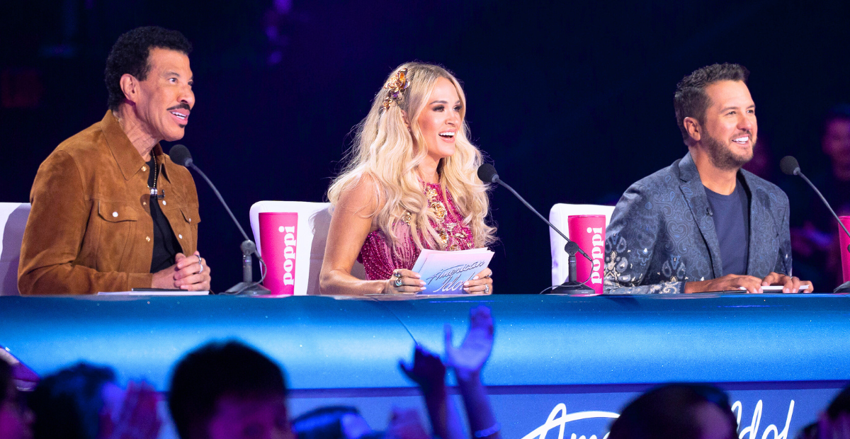 Lionel Richie, Carrie Underwood, and Luke Bryan at the judges' table on Season 23 of American Idol