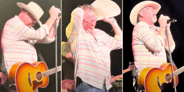 Pat Green struggled to maintain his composure while singing "Wave on Wave" in tribute to his relatives killed in the Texas floods.