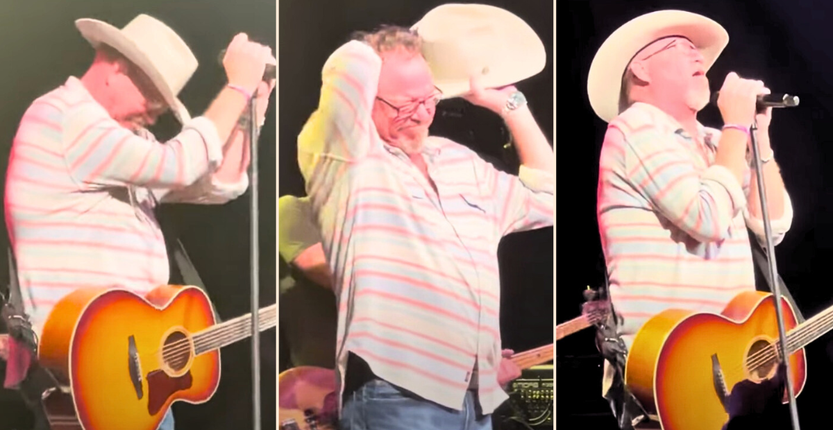Pat Green struggled to maintain his composure while singing "Wave on Wave" in tribute to his relatives killed in the Texas floods.