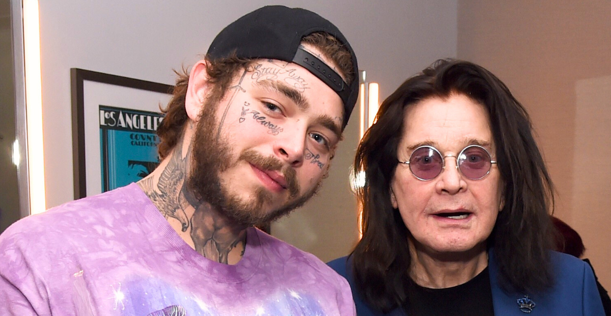 Post Malone and Ozzy Osbourne backstage at the American Music Awards in 2019