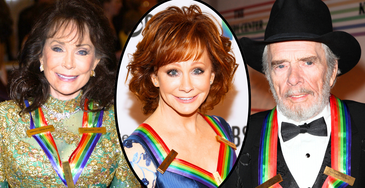 Kennedy Center Honorees Loretta Lynn, Reba McEntire, and Merle Haggard...George Strait will join their ranks in 2025