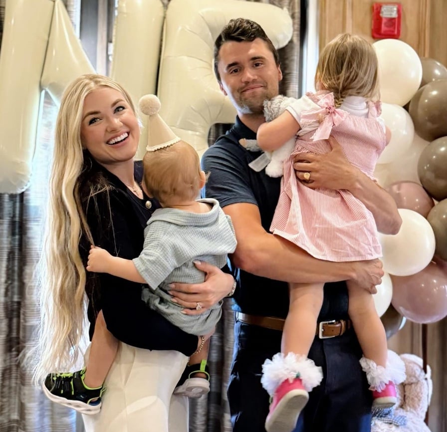 Erika Kirk, Charlie Kirk, and their two kids. 