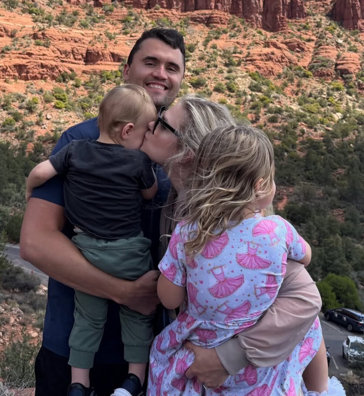 Charlie Kirk, Erika Kirk, and their two children. 