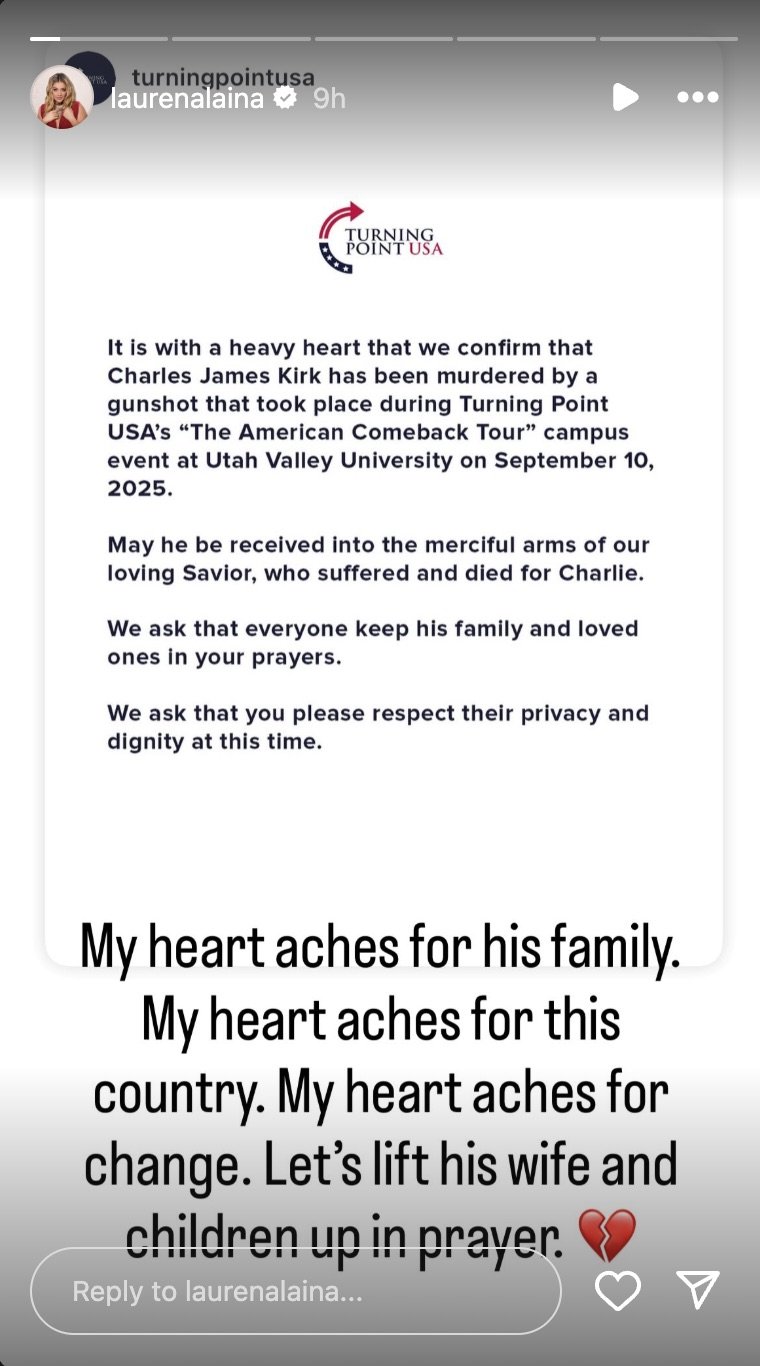 Lauren Alaina message about Charlie Kirk's death