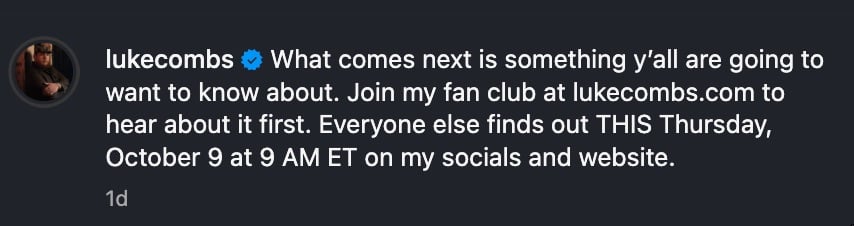 Luke Combs teases a huge announcement