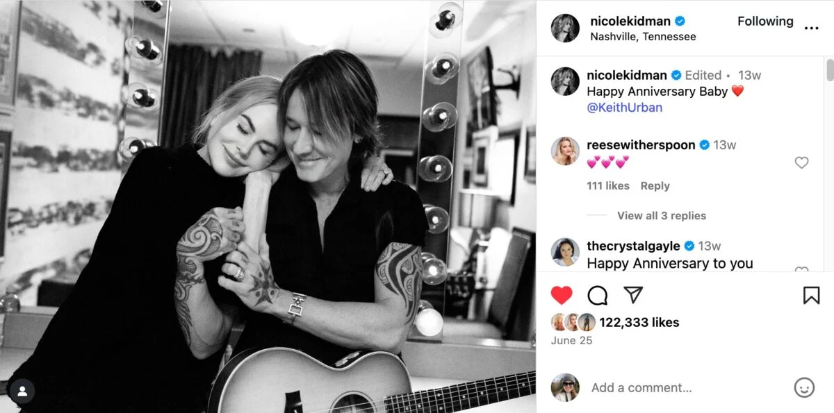 Nicole Kidman's last Instagram Post featuring Keith Urban