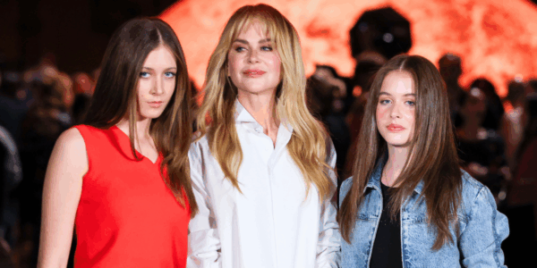 Nicole Kidman with daughters Sunday and Faith at Paris Fashion Week