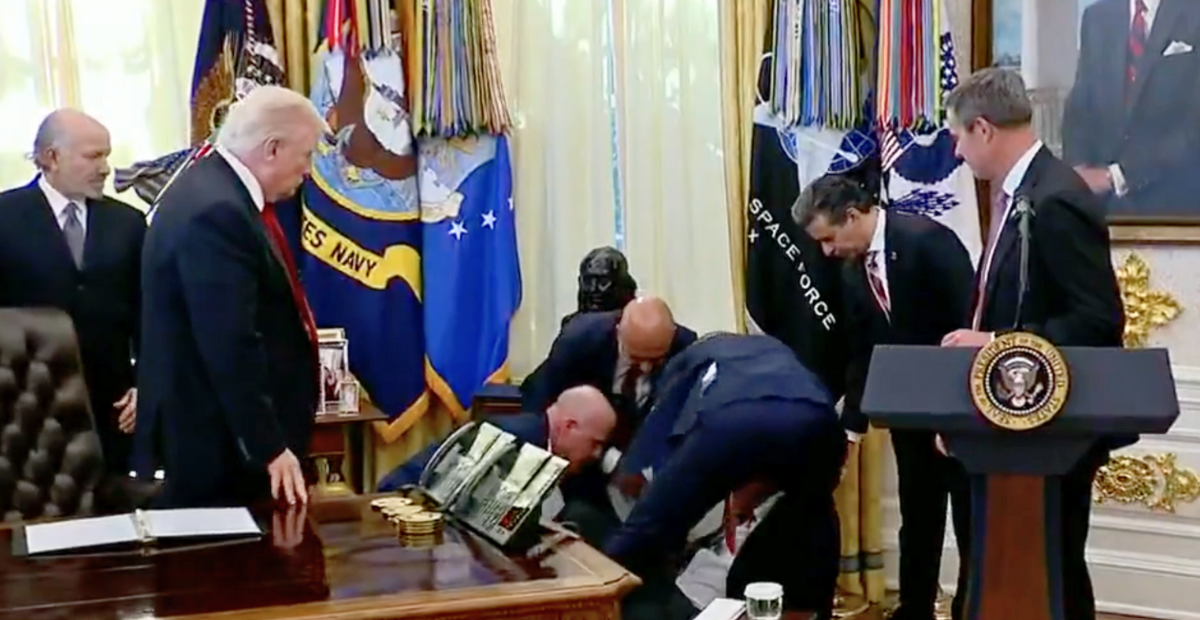 Trump Conference Man Faints