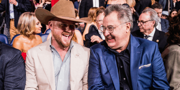 Cody Johnson and Vince Gill laughing